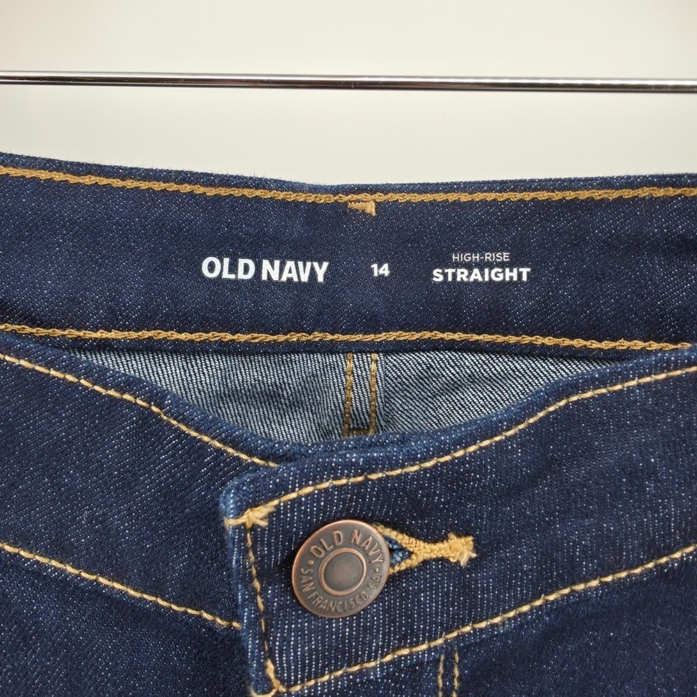 Old Navy High-Rise Straight Jeans Dark Wash Denim Women's Size 14 NWT - Picture 3 of 13